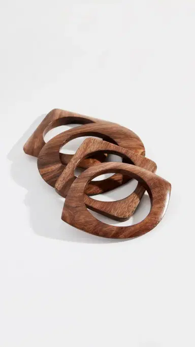 Kenneth Jay Lane Geometric Bangles Wood One Size | Thumbnail 2