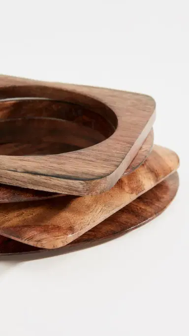 Kenneth Jay Lane Geometric Bangles Wood One Size | Thumbnail 4
