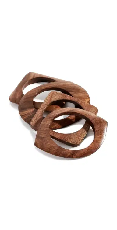 Kenneth Jay Lane Geometric Bangles Wood One Size | Thumbnail 1