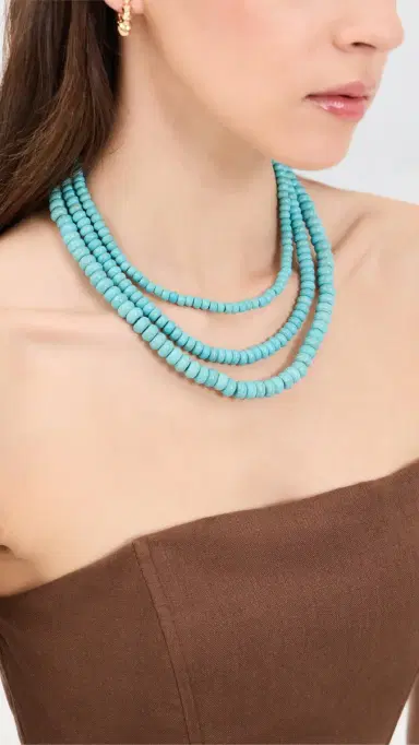 Lele Sadoughi Multi Strand Necklace Turquoise One Size | Thumbnail 3