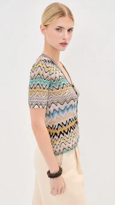 Missoni Short Sleeve V Neck Top | Thumbnail 4 Missoni Short Sleeve V Neck Top | Thumbnail 4
