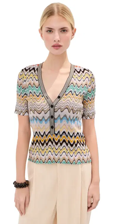 Missoni Short Sleeve V Neck Top | Thumbnail 1 Missoni Short Sleeve V Neck Top | Thumbnail 1