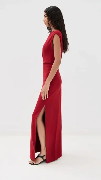 Proenza Schouler Rosina Dress in Light Double Crepe Scarlet | Thumbnail 4