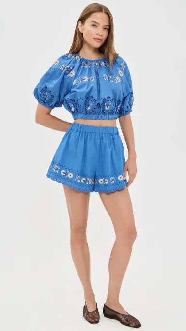 Sea Catharina Embroidered Shorts Blue | Thumbnail 5