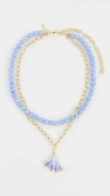 Lele Sadoughi Enamel Lotus Necklace Lavender One Size | Thumbnail 2