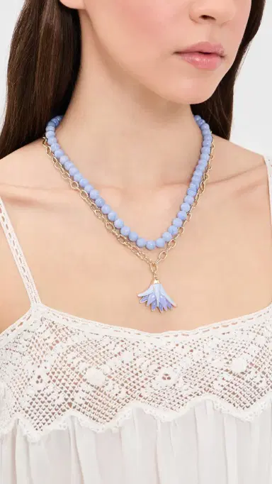 Lele Sadoughi Enamel Lotus Necklace Lavender One Size | Thumbnail 3