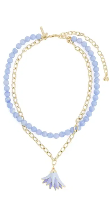 Lele Sadoughi Enamel Lotus Necklace Lavender One Size | Thumbnail 1