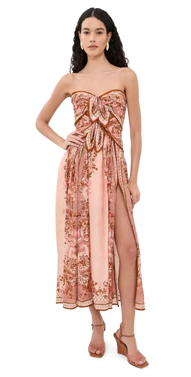 Aster Silk Scarf Dress Pink Paisley Floral