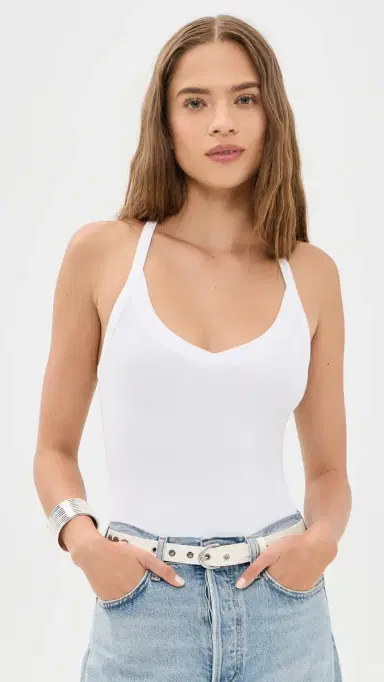 L'Agence Wrenna Racerback Thong Bodysuit White L | Thumbnail 2 L'Agence Wrenna Racerback Thong Bodysuit White L | Thumbnail 2