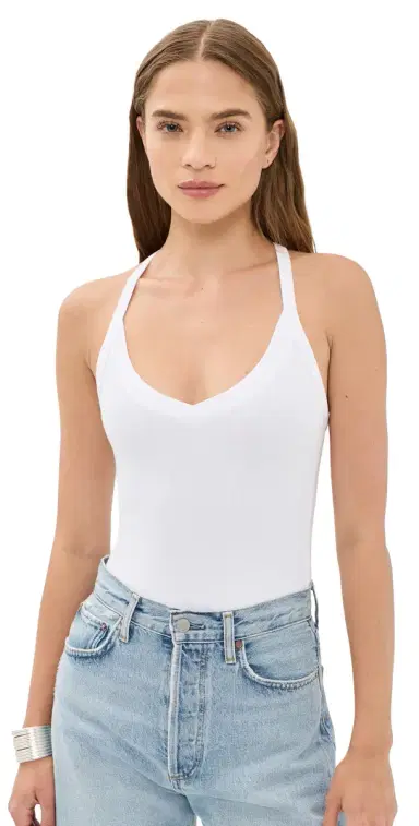 L'Agence Wrenna Racerback Thong Bodysuit White L | Thumbnail 1 L'Agence Wrenna Racerback Thong Bodysuit White L | Thumbnail 1