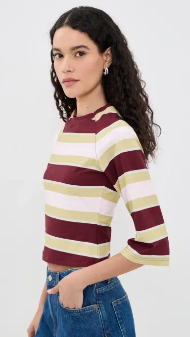 EB Denim Kingsley Top Burgundy oft Pink Stripe | Thumbnail 4 EB Denim Kingsley Top Burgundy oft Pink Stripe | Thumbnail 4