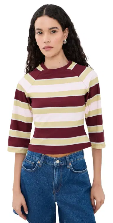 EB Denim Kingsley Top Burgundy oft Pink Stripe | Thumbnail 1 EB Denim Kingsley Top Burgundy oft Pink Stripe | Thumbnail 1