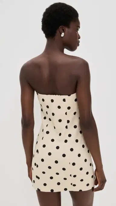 endless rose Polka Dot Linen Strapless Dress and/Black | Thumbnail 3 endless rose Polka Dot Linen Strapless Dress and/Black | Thumbnail 3