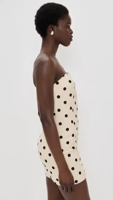 endless rose Polka Dot Linen Strapless Dress and/Black | Thumbnail 4 endless rose Polka Dot Linen Strapless Dress and/Black | Thumbnail 4