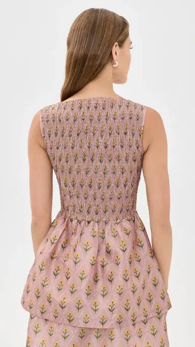 La Maregold The Celine Top Blush Lattice Floral S | Thumbnail 3