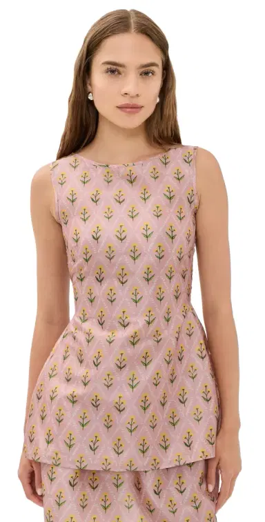 La Maregold The Celine Top Blush Lattice Floral S | Thumbnail 1