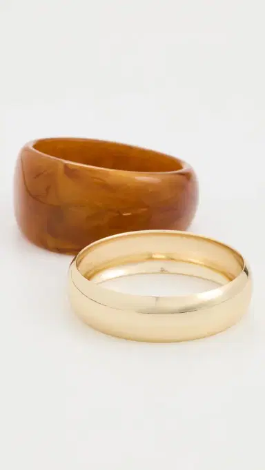 BaubleBar Phoebe Bangle Bracelet Set Brown One Size | Thumbnail 4