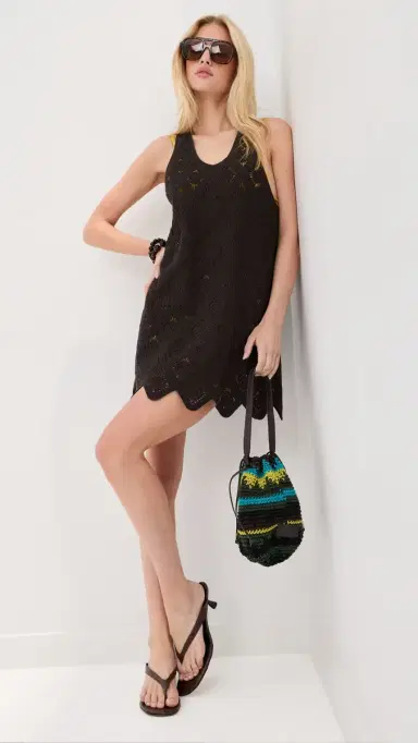 LE BOP Juno Crochet Coverup Dress Chocolate | Thumbnail 5