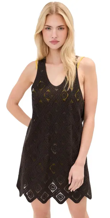 LE BOP Juno Crochet Coverup Dress Chocolate | Thumbnail 1