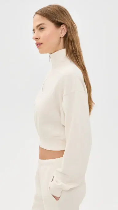 ÉTERNE Cropped Half-Zip Sweatshirt Bone | Thumbnail 4 ÉTERNE Cropped Half-Zip Sweatshirt Bone | Thumbnail 4