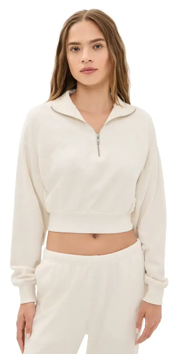 Éterne Cropped Half-Zip weatshirt Bone