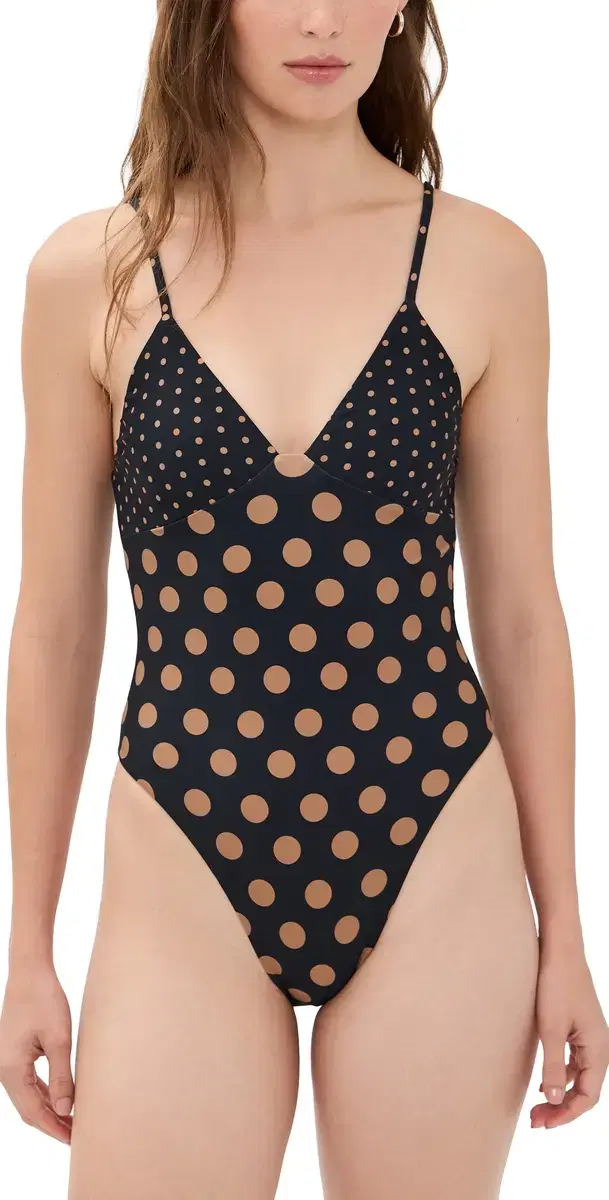 SIMONMILLER Behati One Piece BACK/TAN POKA DOT
