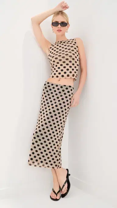 LE BOP Carrie Tank Tan/Black Polka Dot L | Thumbnail 6