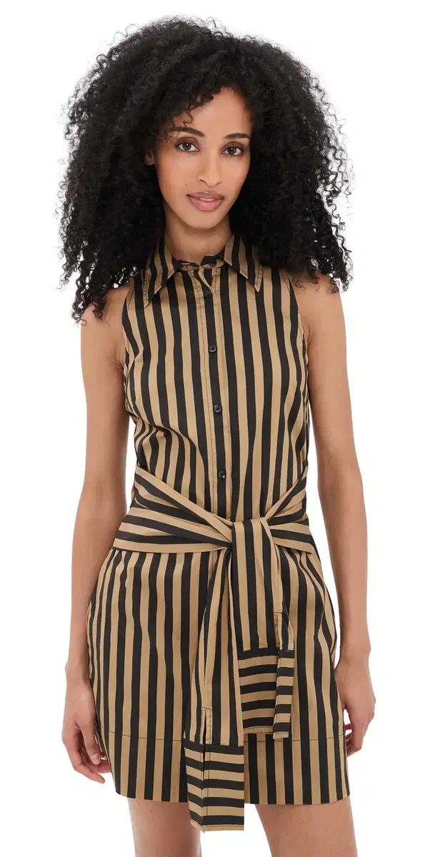 SIMONMILLER Inna leeveless Poplin Mini Dress Black/Tan tripe
