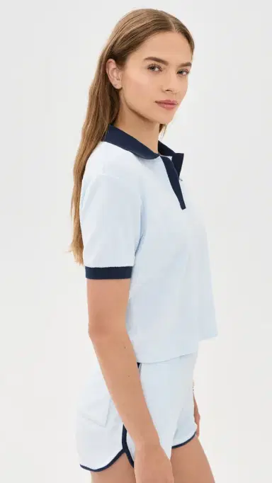 Sporty & Rich Signature Logo Terry Polo Ciel/Dark Navy Dark Navy | Thumbnail 4 Sporty & Rich Signature Logo Terry Polo Ciel/Dark Navy Dark Navy | Thumbnail 4
