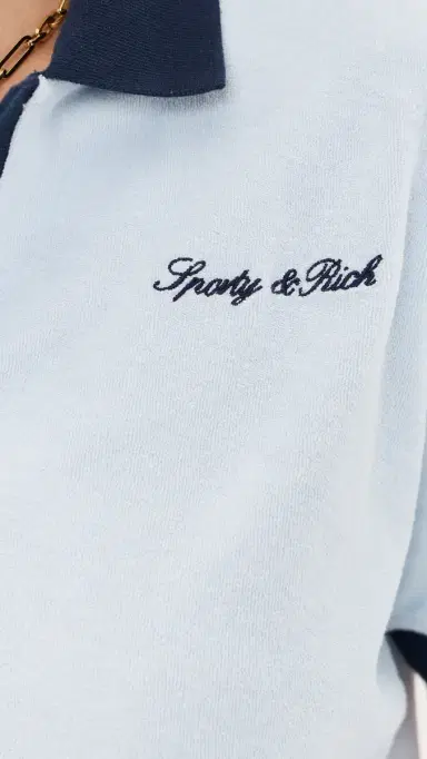Sporty & Rich Signature Logo Terry Polo Ciel/Dark Navy Dark Navy | Thumbnail 6 Sporty & Rich Signature Logo Terry Polo Ciel/Dark Navy Dark Navy | Thumbnail 6