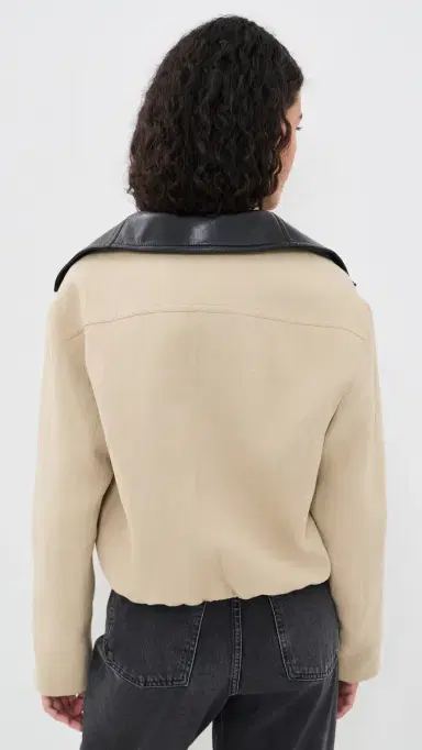 Nanushka Alonza Funnel Neck Jacket Stone/Black | Thumbnail 3