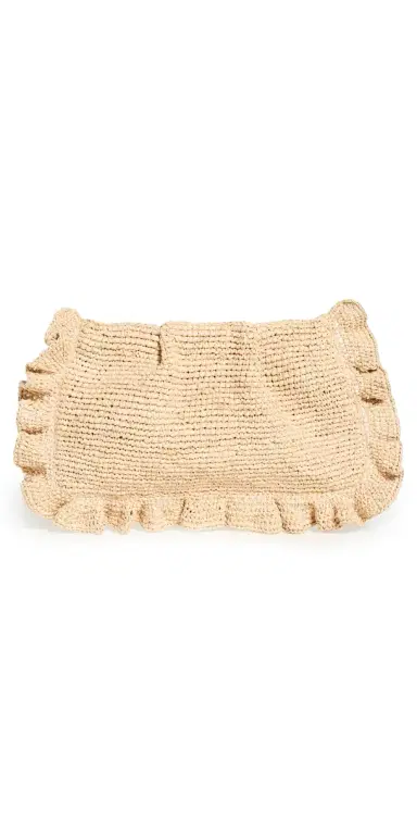 Loeffler Randall Mavis Ruffle Trim Flat Clutch Natural | Thumbnail 1 Loeffler Randall Mavis Ruffle Trim Flat Clutch Natural | Thumbnail 1