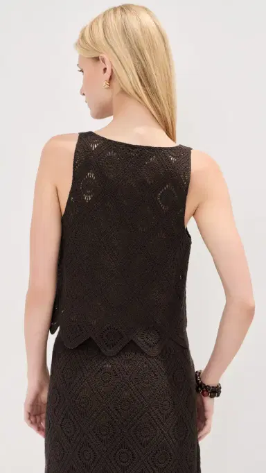 LE BOP Emilia Crochet Cropped Tank Chocolate | Thumbnail 3