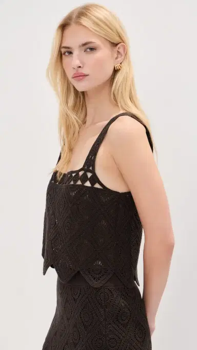 LE BOP Emilia Crochet Cropped Tank Chocolate | Thumbnail 4