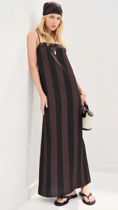 LE BOP Hailey Dress Chocolate/Black Stripe | Thumbnail 3