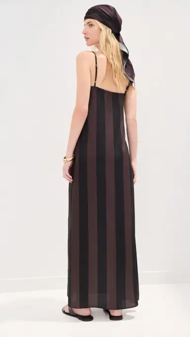 LE BOP Hailey Dress Chocolate/Black Stripe | Thumbnail 4