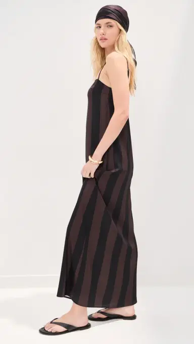 LE BOP Hailey Dress Chocolate/Black Stripe | Thumbnail 5