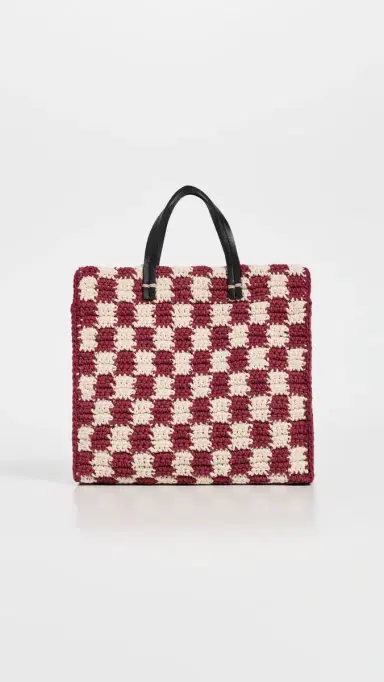 Clare V. Clare V. Petit Summer Mini Crochet Tote Plummy/Cream One Size | Thumbnail 2
