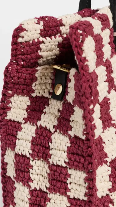 Clare V. Clare V. Petit Summer Mini Crochet Tote Plummy/Cream One Size | Thumbnail 5