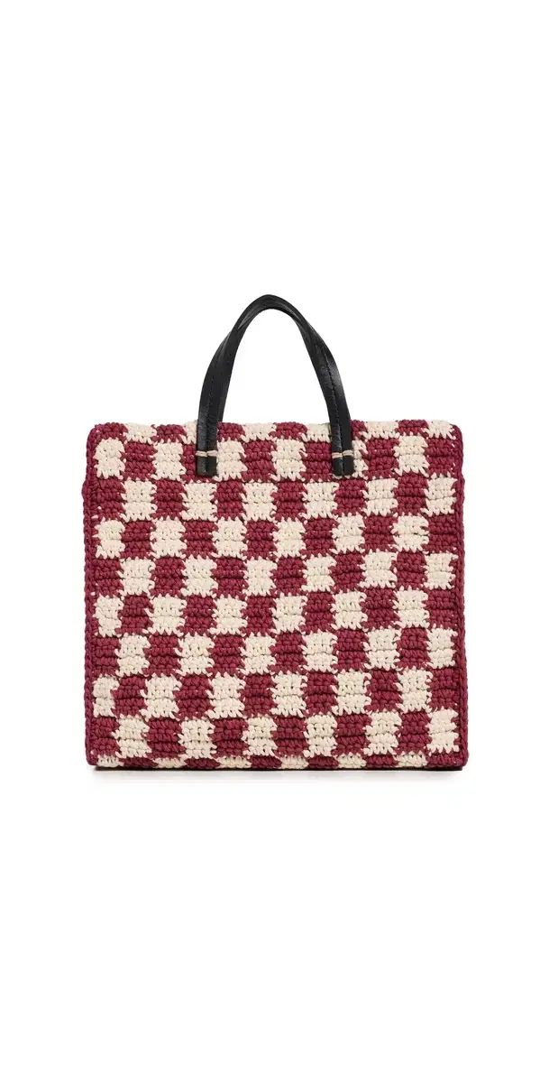 Clare V. Petit Summer Mini Crochet Tote Plummy/Cream One Size
