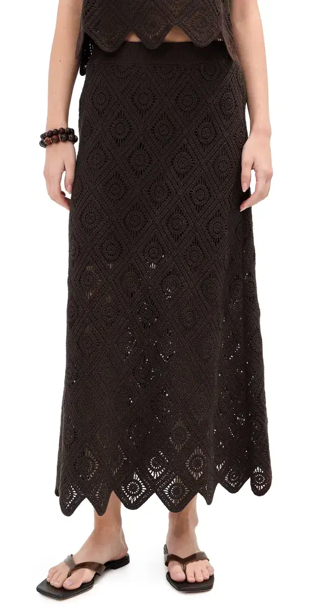 Ora Crochet Midi kirt Chocolate