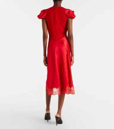 McQueen Lace-trimmed satin midi dress | Thumbnail 2