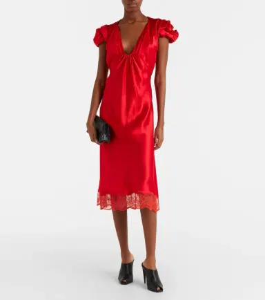 McQueen Lace-trimmed satin midi dress | Thumbnail 3