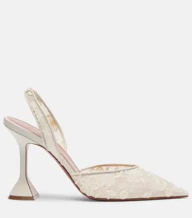 Amina Muaddi Holli leather-trimmed lace slingback pumps | Thumbnail 3