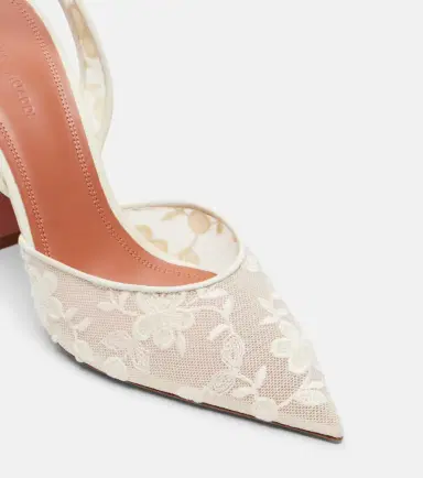 Amina Muaddi Holli leather-trimmed lace slingback pumps | Thumbnail 4
