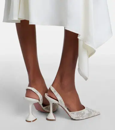 Amina Muaddi Holli leather-trimmed lace slingback pumps | Thumbnail 6