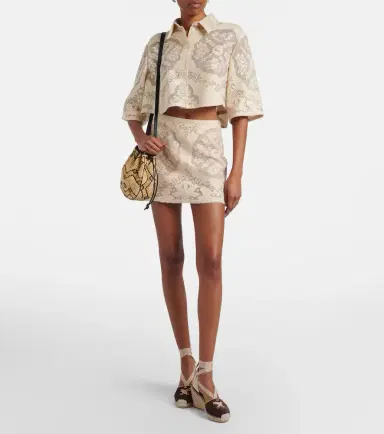 Valentino Floral cropped cotton-blend shirt | Thumbnail 3 Valentino Floral cropped cotton-blend shirt | Thumbnail 3