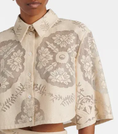 Valentino Floral cropped cotton-blend shirt | Thumbnail 4 Valentino Floral cropped cotton-blend shirt | Thumbnail 4