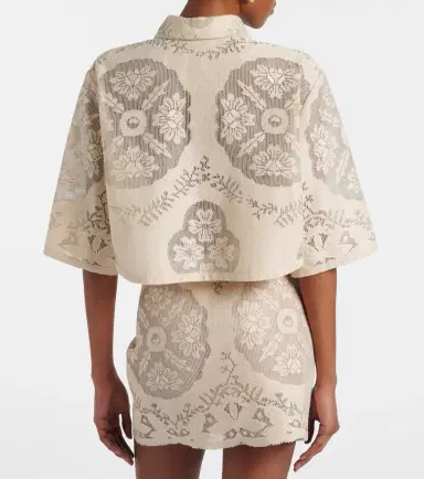 Valentino Floral cropped cotton-blend shirt | Thumbnail 5 Valentino Floral cropped cotton-blend shirt | Thumbnail 5