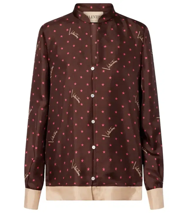 Valentino Printed silk twill pajama shirt
